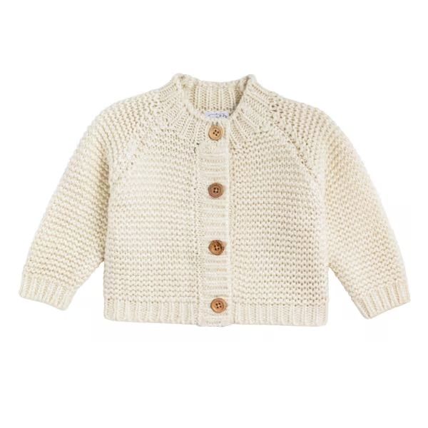 MUD PIE BOYS GARTER STITCH CARDIGAN-IVORY