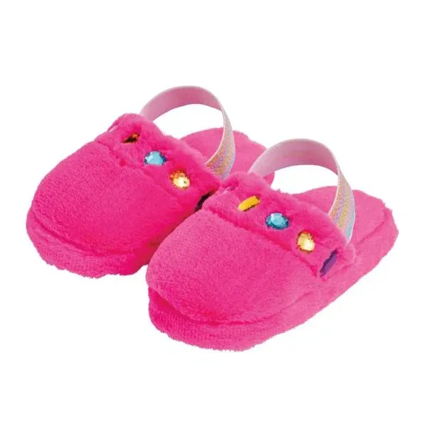 MUD PIE HOT PINK JEWELED FUR SLIPPERS (4T-5T)