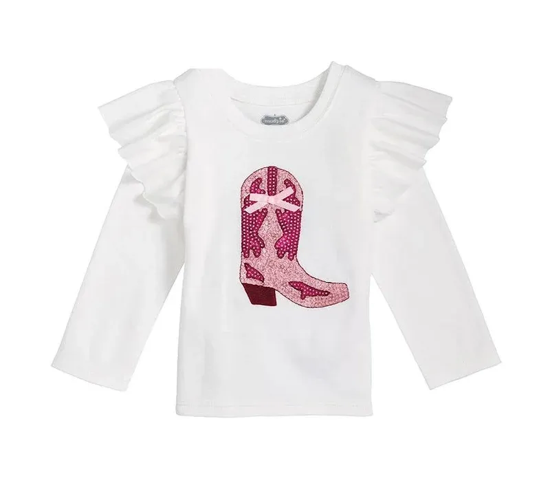 MUD PIE SEQUIN WESTERN LS T-SHIRT-IVORY