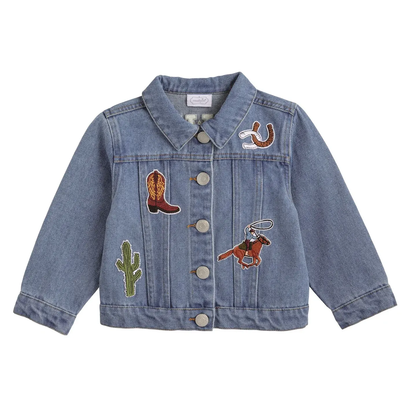 MUD PIE WESTERN DENIM PATCH JACKET