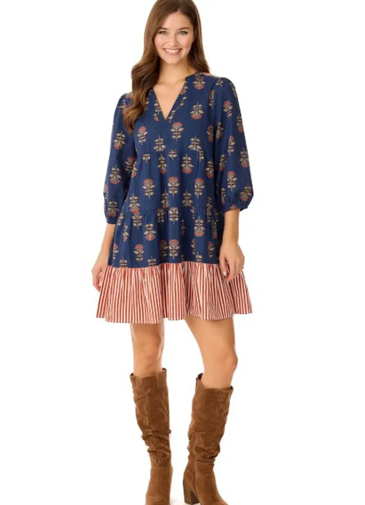 MUD PIE HARVEST TUNIC DRESS-NAVY