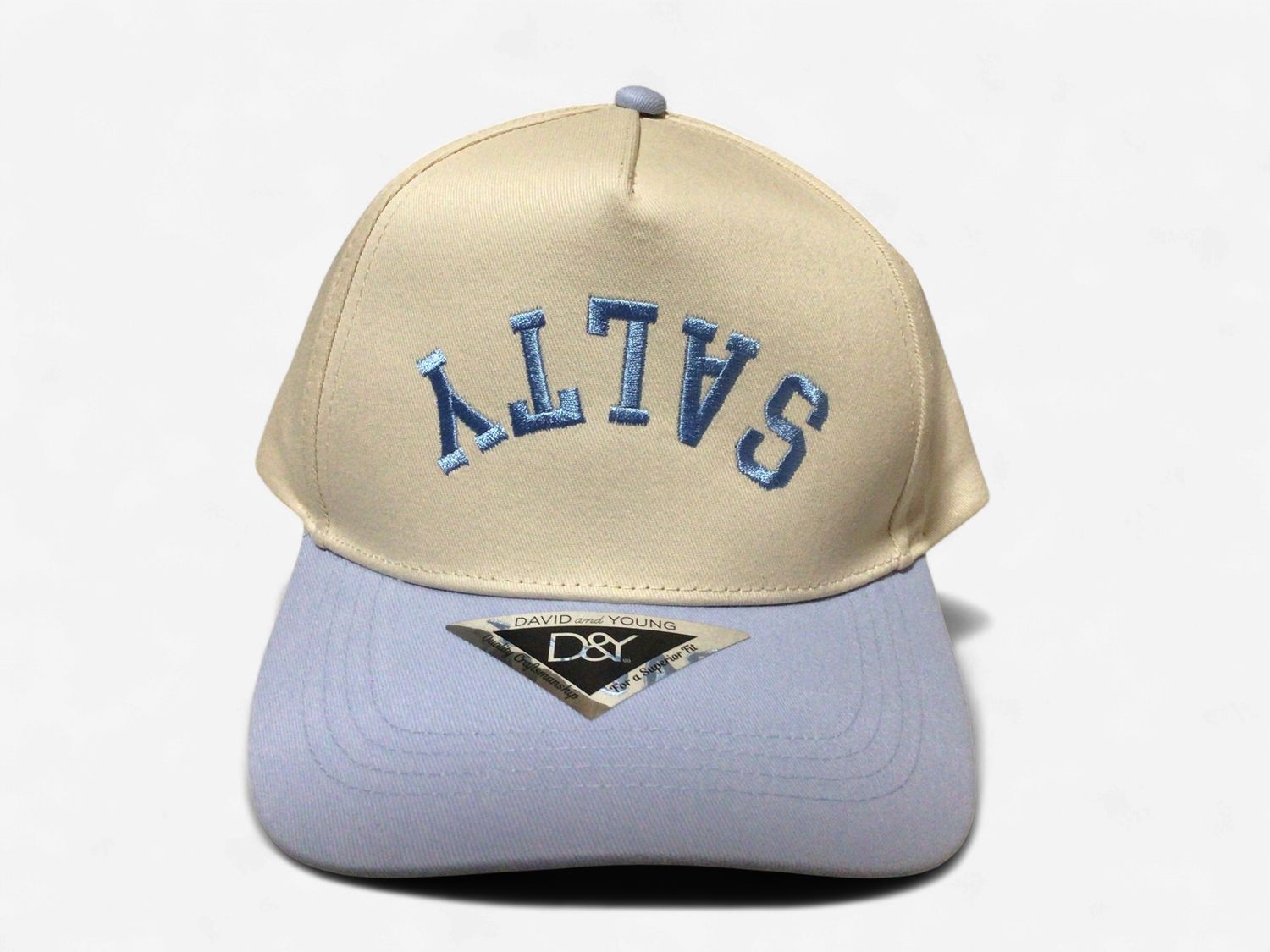 SALTY UPSIDE DOWN EMBROIDERY TWO TONE CAP- LIGHT BLUE