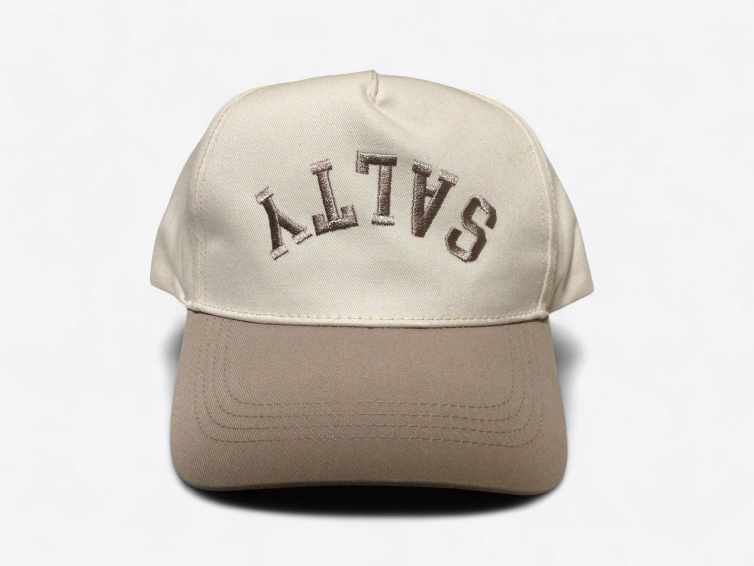 SALTY UPSIDE DOWN EMBROIDERY TWO TONE CAP-BEIGE
