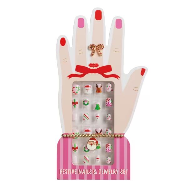 MUD PIE CHRISTMAS NAILS AND JEWELRY-PINK
