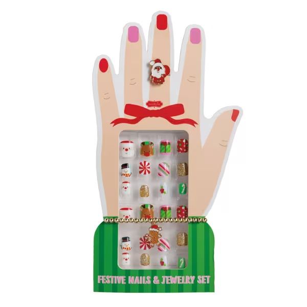 MUDPIE CHRISTMAS NAILS AND JEWELRY-GREEN