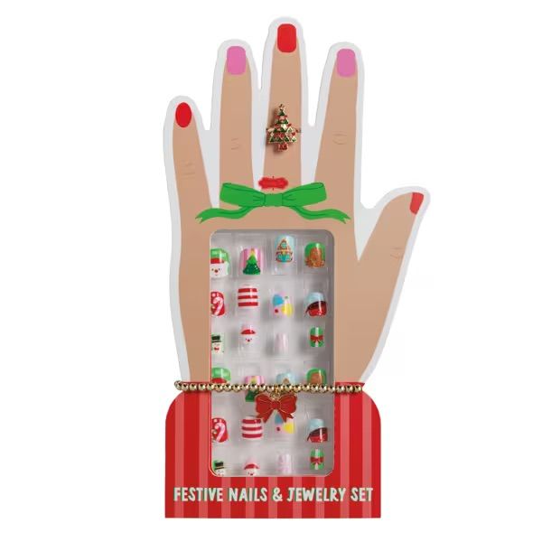 M,UDPIE CHRISTMAS NAILS AND JEWELRY-RED