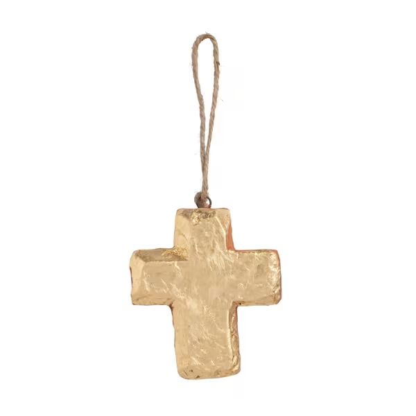 MUD PIE GOLD CROSS TERRACOTTA ORNAMENT