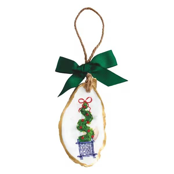 MUD PIE ZIG ZAG PAINTED OYSTER ORNAMENT