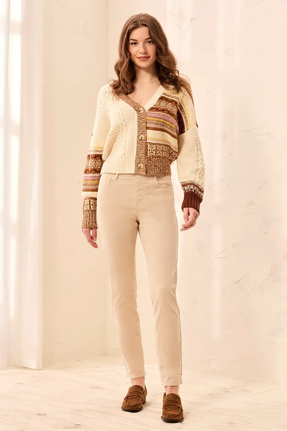 TRIBAL AUDREY PULL ON SLIM ANKLE PANTS-ANTIQUE WHITE