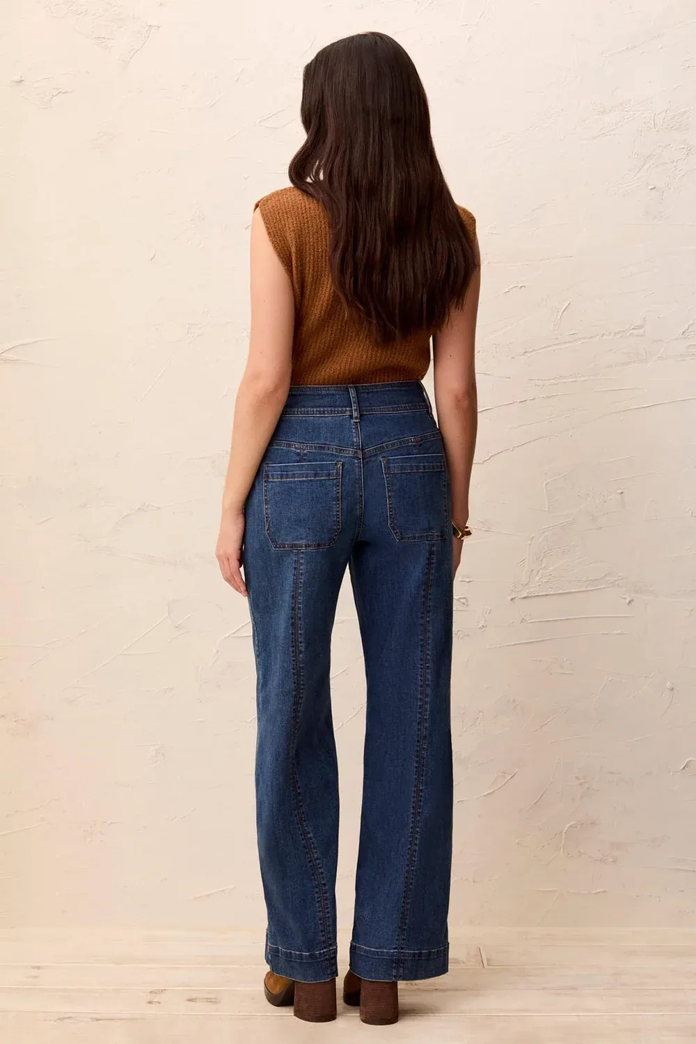 TRIBAL AUDREY HUGGING WIDE DENIM TROUSERS-DUSK