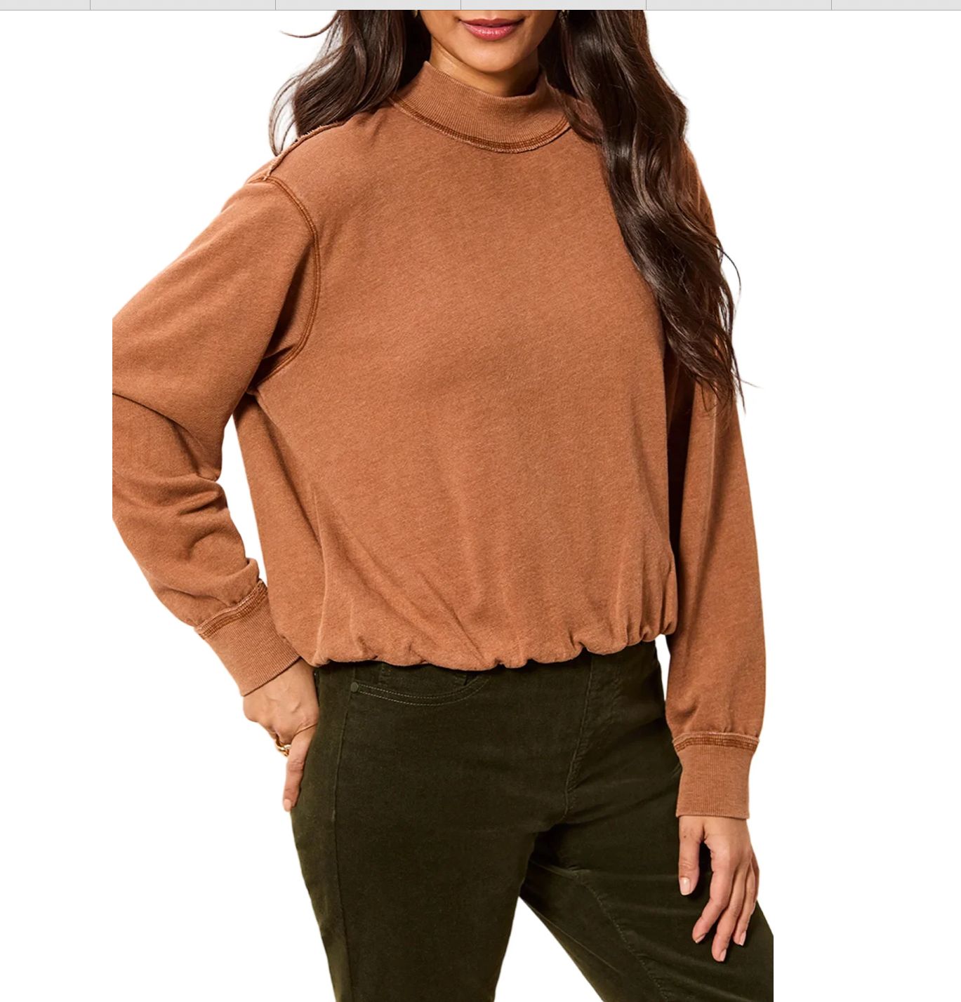TRIBAL GARMENT DYE BUBBLE SWEATSHIRT W/RIB-HAZELWOOD