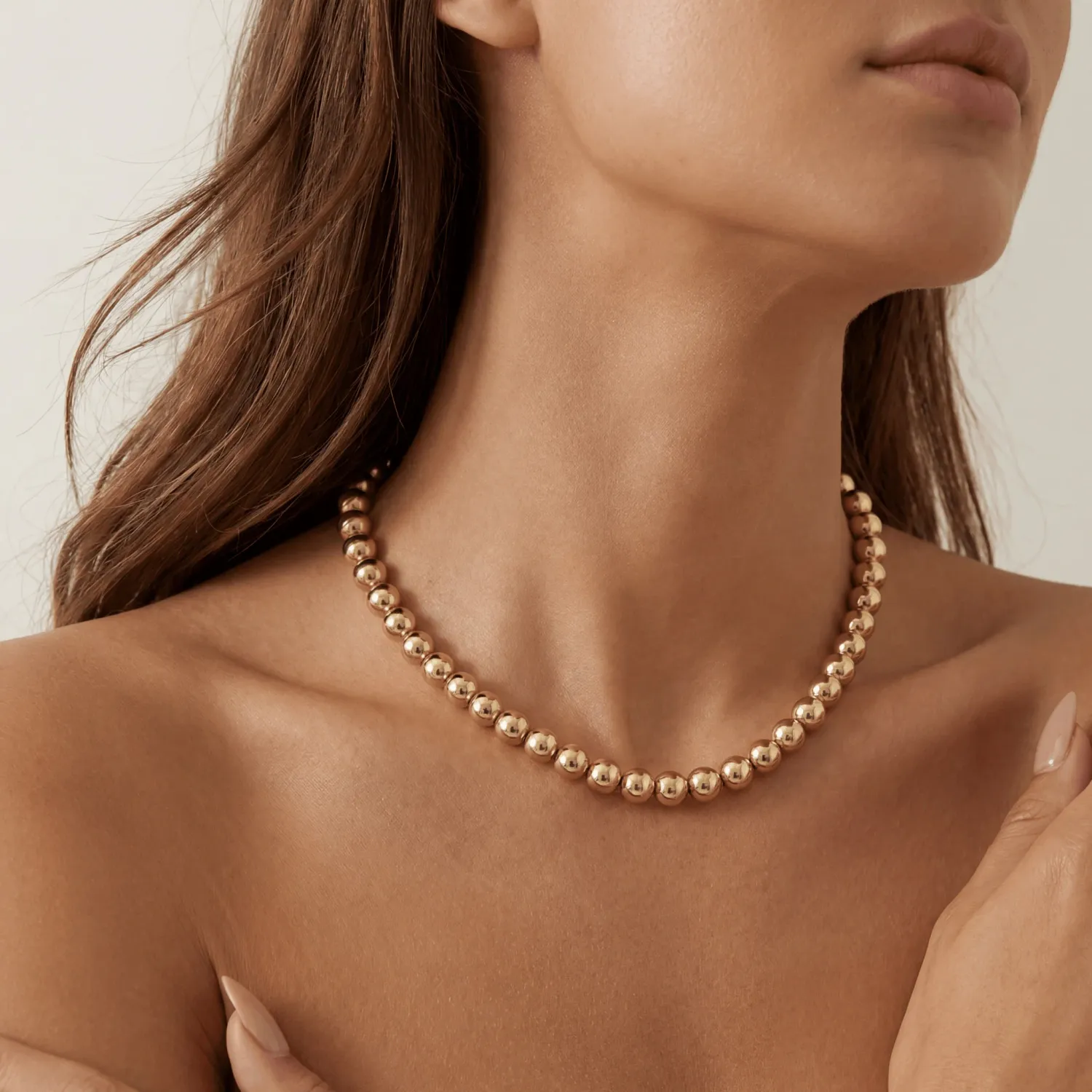 BARA BOHEME 14” CHOKER 8MM BEADS GF