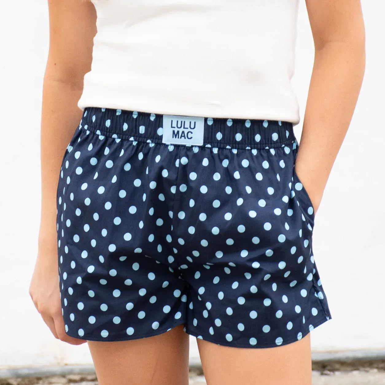 LULU MAC NAVY/LIGHT BLUE SM POLKA DOT