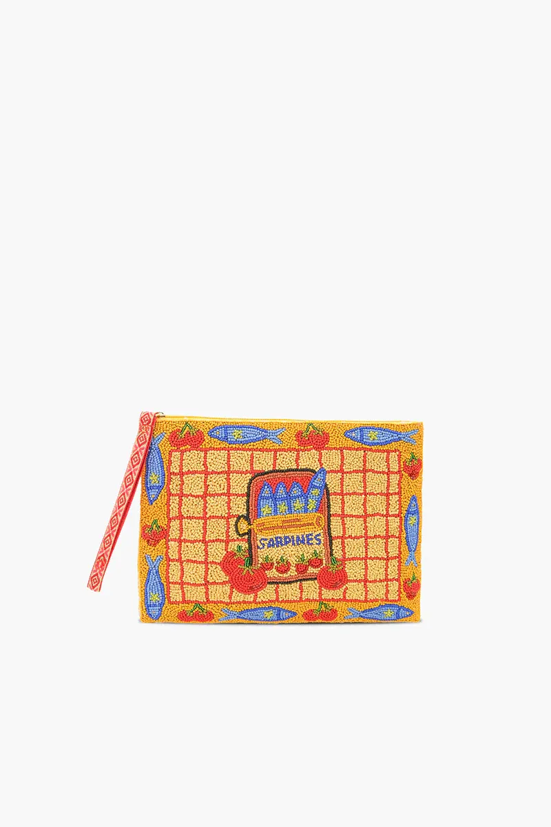 AMERICA &amp; BEYOND BEADED WRISTLET CLUTCH-DEEP SEA SARDINE