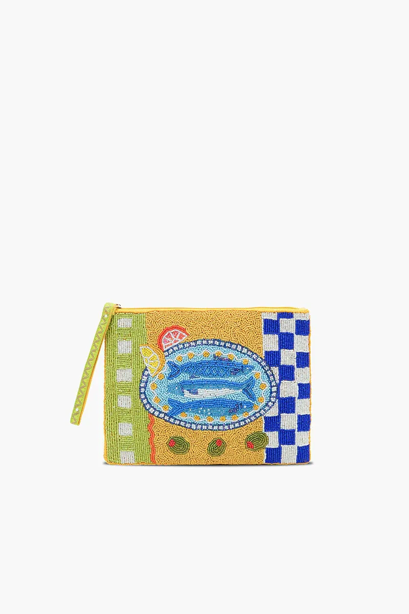 AMERICA &amp; BEYOND BEADED WRISTLET CLUTCH-MEDITERRANEAN SARDINE