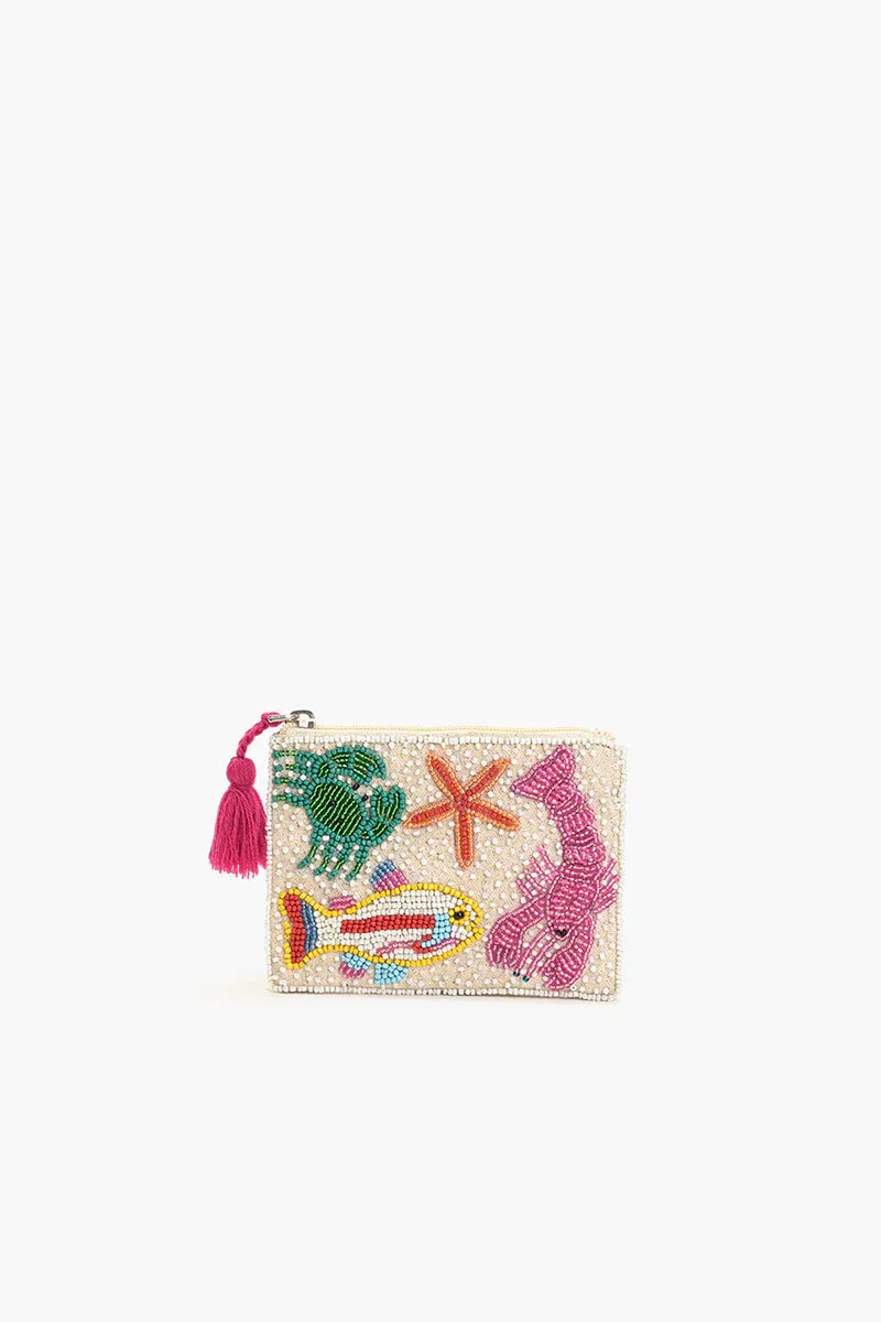 AMERICA &amp; BEYOND BEADED COIN POUCH-UNDERWATER TALES