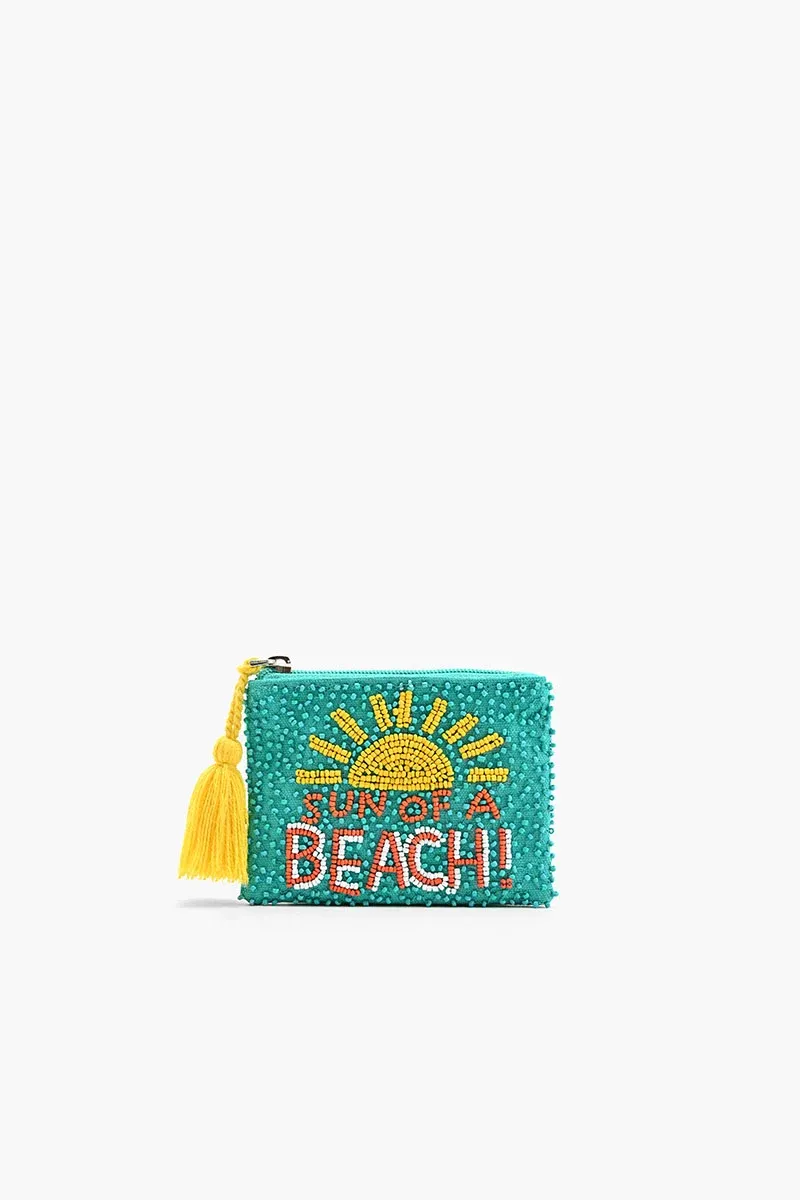 AMERICA &amp; BEYOND BEADED COIN POUCH-SUN OF A BEACH!