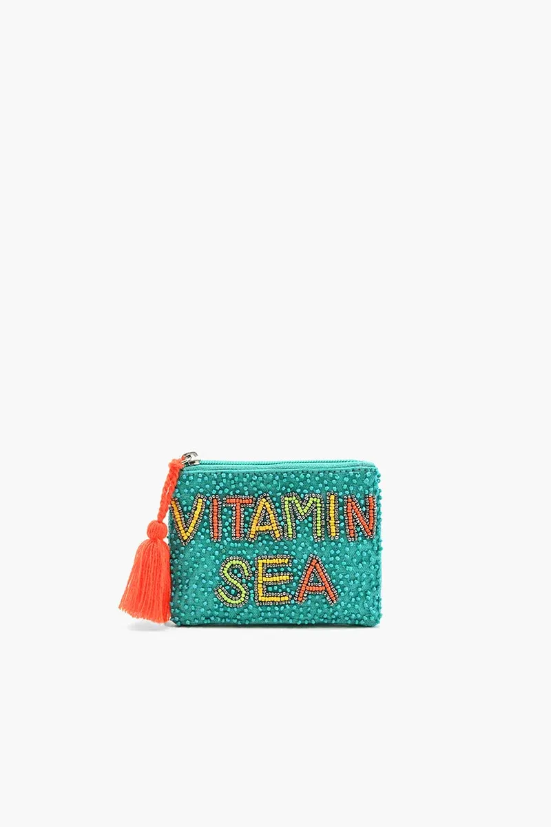 AMERICA &amp; BEYOND BEADED COIN POUCH- VITAMIN SEA