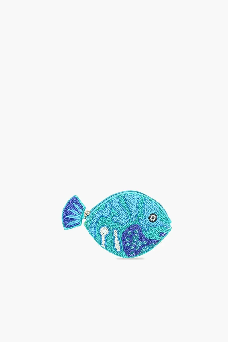 AMERICA &amp; BEYOND FISH &amp; FINS MINI COIN POUCH- AQUA LAGOON