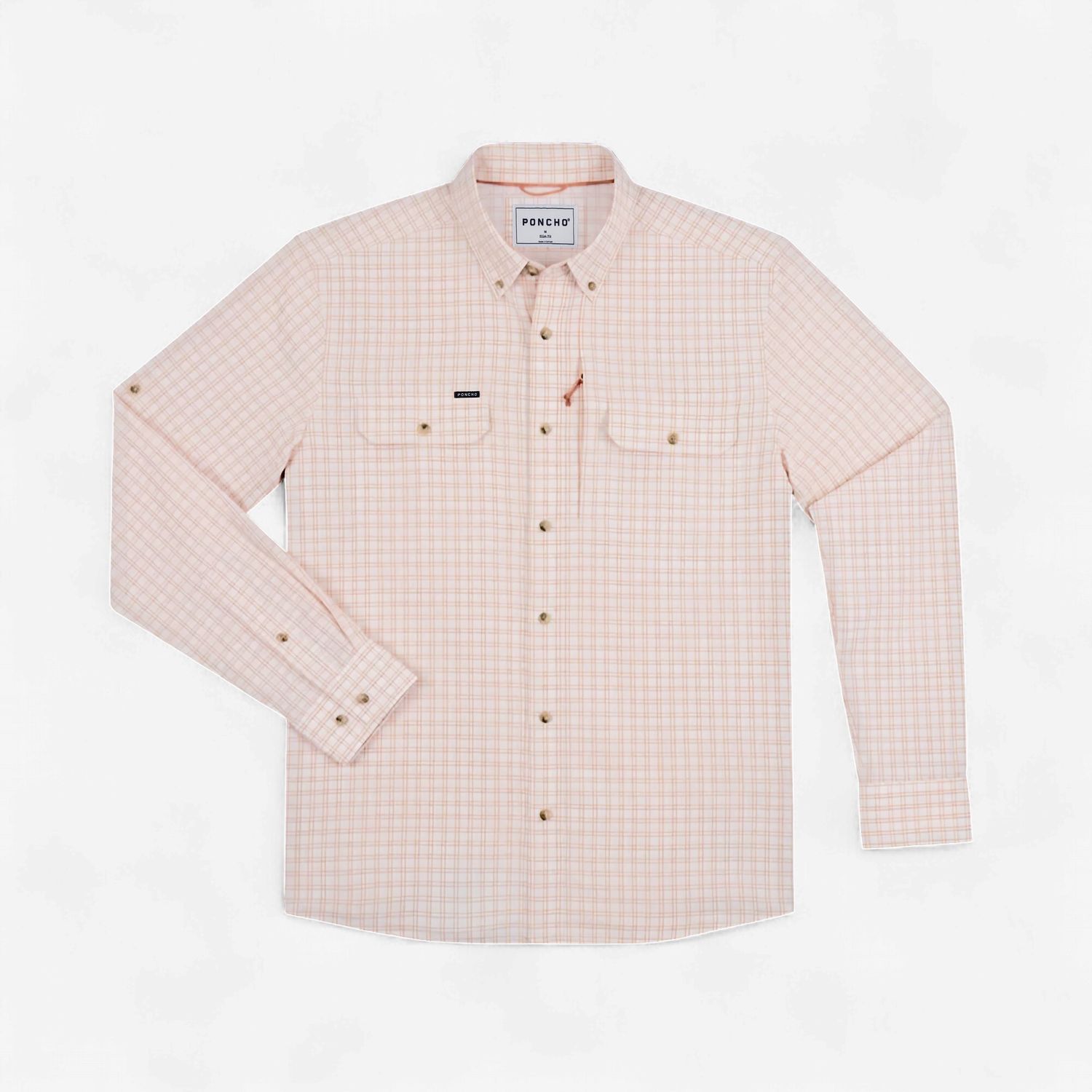 PONCHO THE ROUX REGULAR LS-RED/CREAM PLAID