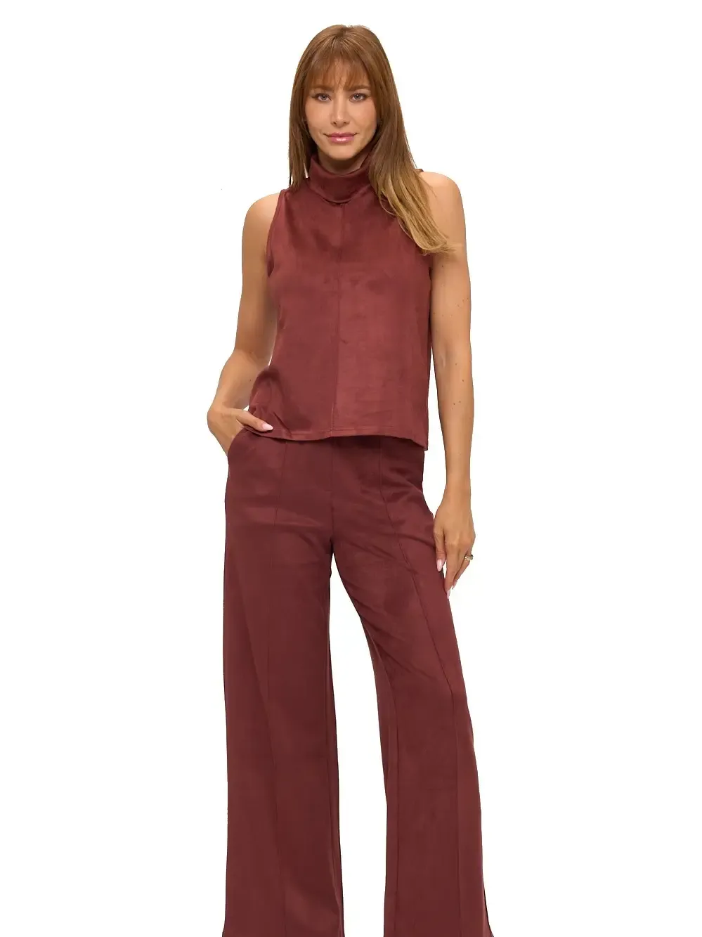 ARYEH ROMY CHIC SUEDE-LIKE TWO PIECE SET-RUSTIC