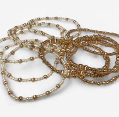 WATER RESISTANT GOLD BEADED STRETCH BRACELET 3 FOR $15