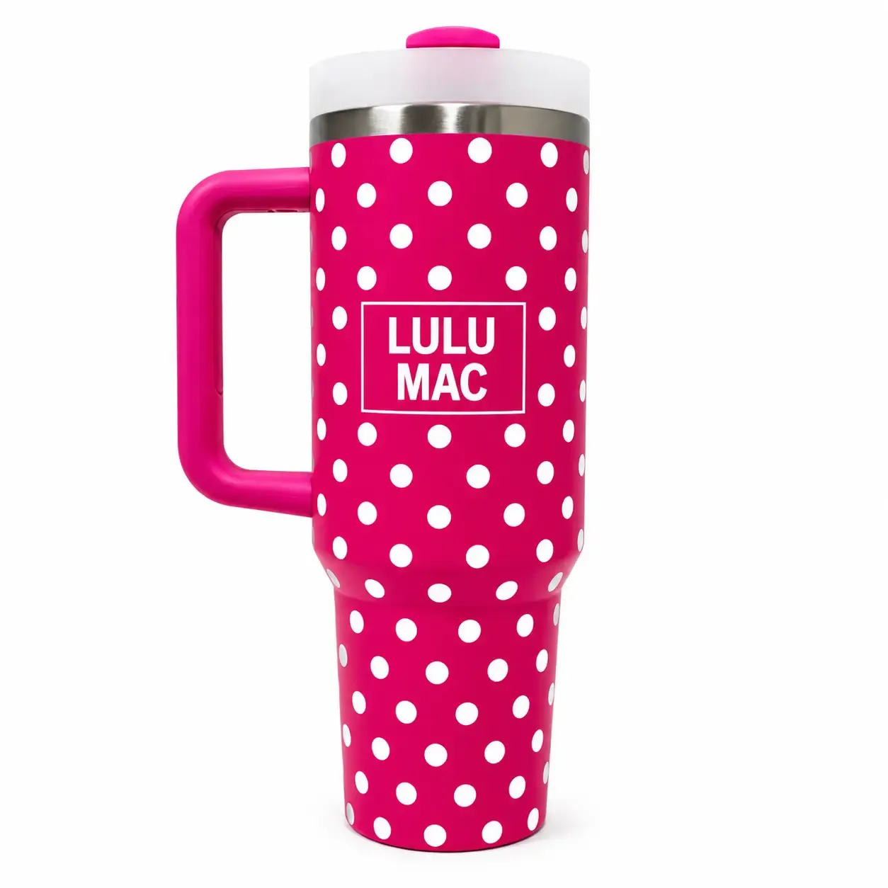 LULU MAC PINK/WHITE DOT 40OZ TUMBLER