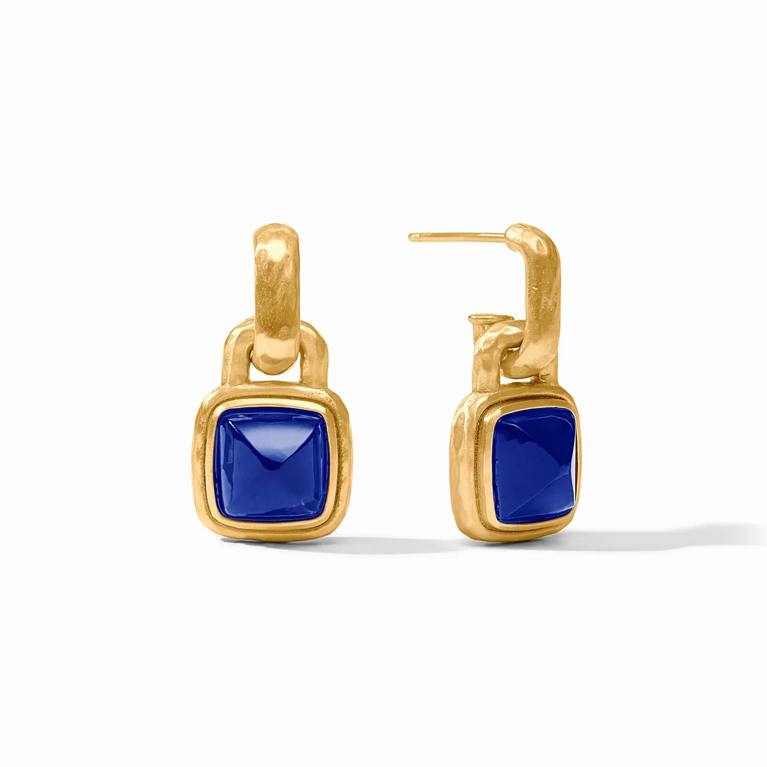 JULIE VOS SAHARA HOOP &amp; CHARM EARRING-IRIDESCENT SAPPHIRE BLUE-OS
