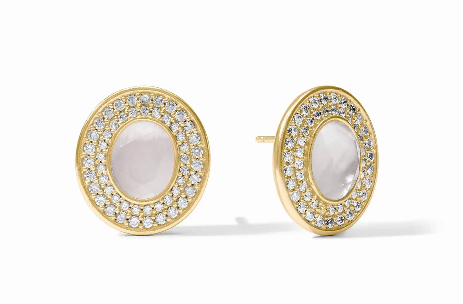 JULIE VOS STARDUST STUD-IRIDESCENT CLEAR CRYSTAL-OS