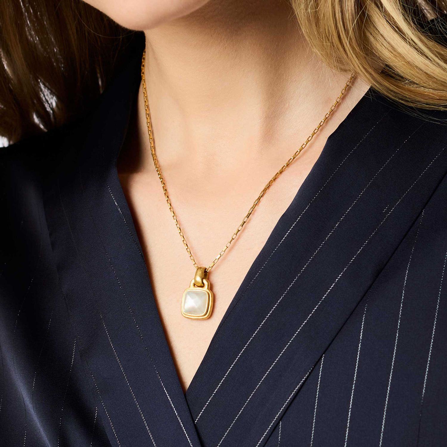 JULIE VOS SAHARA SOLITAIRE NECKLACE-IRIDESCENT CLEAR CRYSTAL