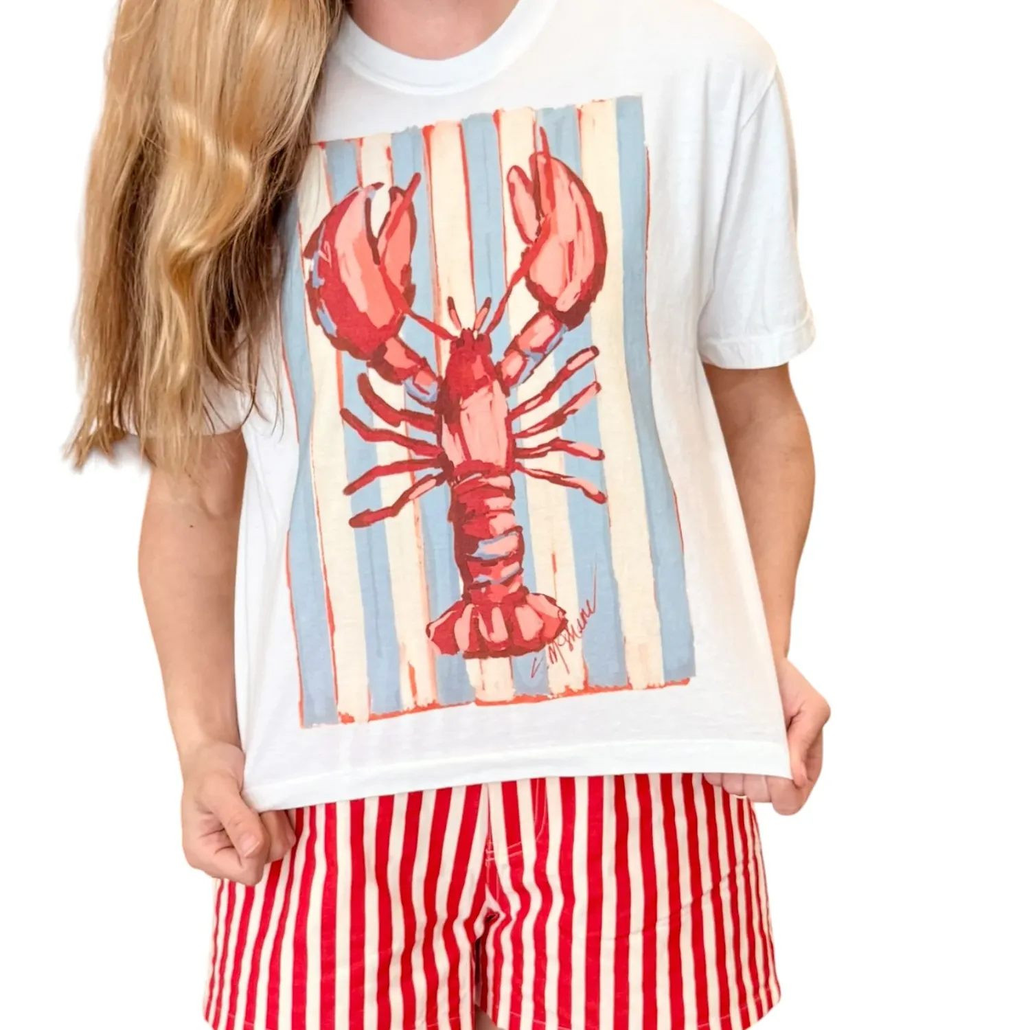 “LOBSTER ROLLIN” ART BOXY TEE-WHITE