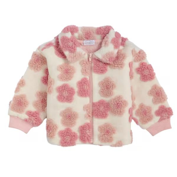 MUD PIE FLOWER SHERPA JACKET-IVORY/PINK