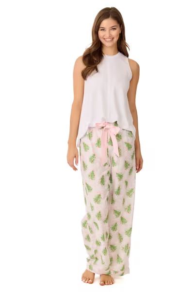 MUD PIE TREE BOW PAJAMA PANTS-WHITE