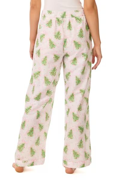 MUD PIE TREE BOW PAJAMA PANTS-WHITE