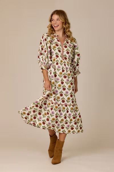 MUD PIE HARVEST MIDI DRESS-WH