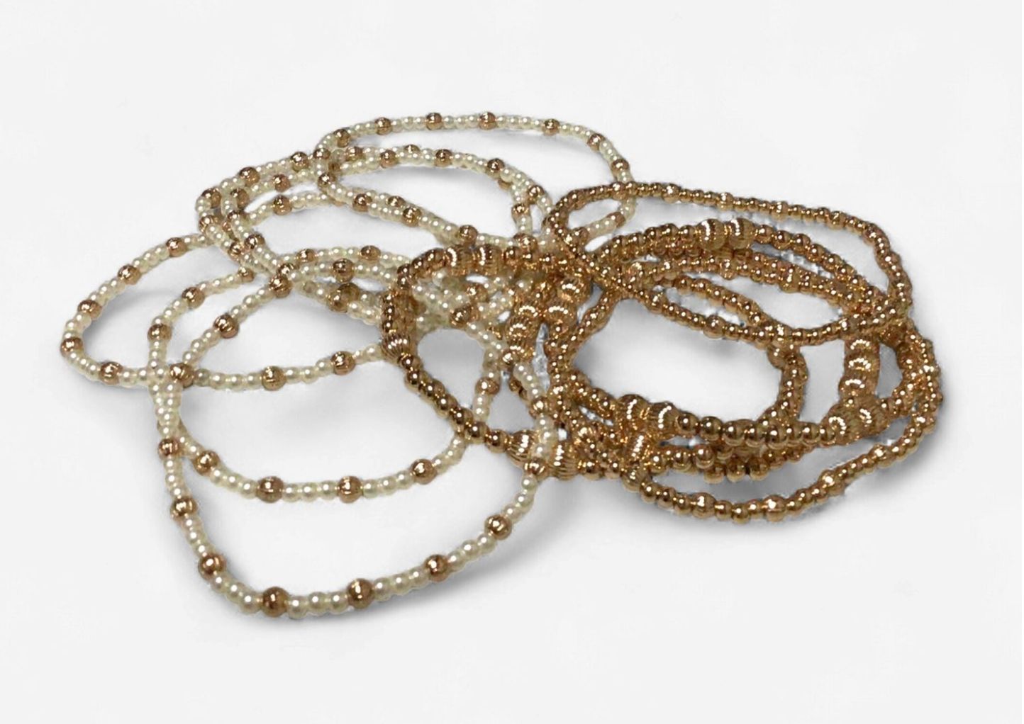 WATER RESISTANT GOLD BEADED STRETCH BRACELET (3 for 15)