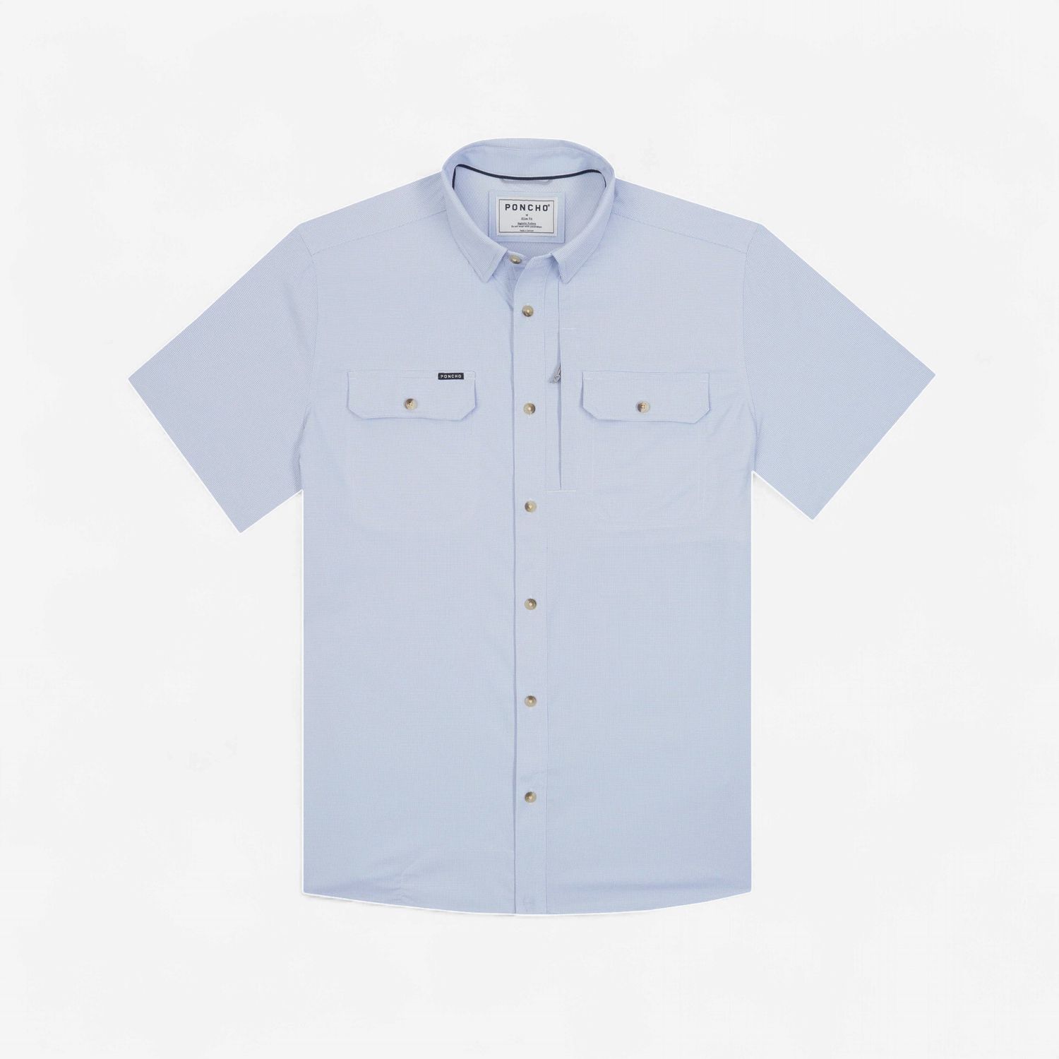 PONCHO THE ANCHOA SS SHIRT-BLUE MICROCHECK