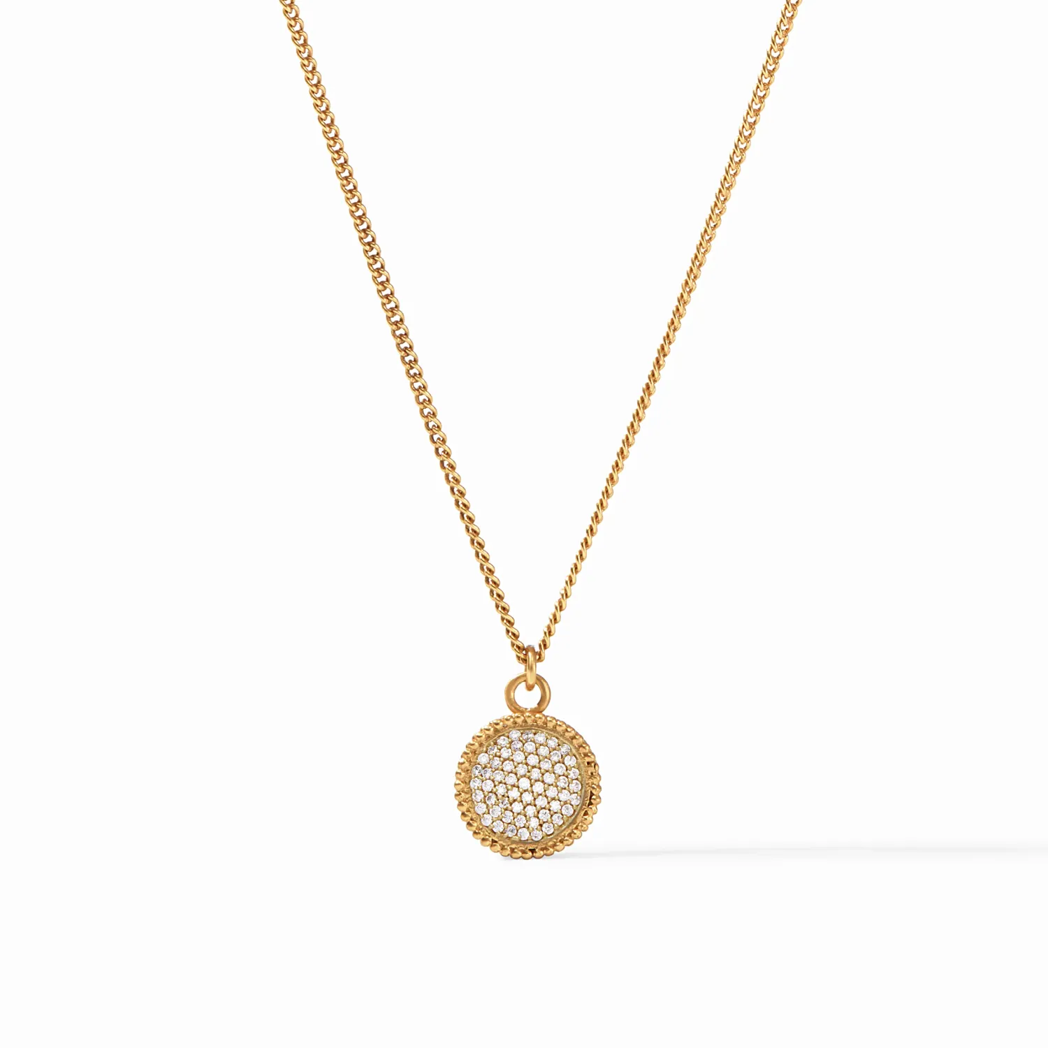 JULIE VOS FLEUR-DE-LIS PAVE SOLITAIRE NECKLACE-CUBIC ZIRCONIA- GOLD OS