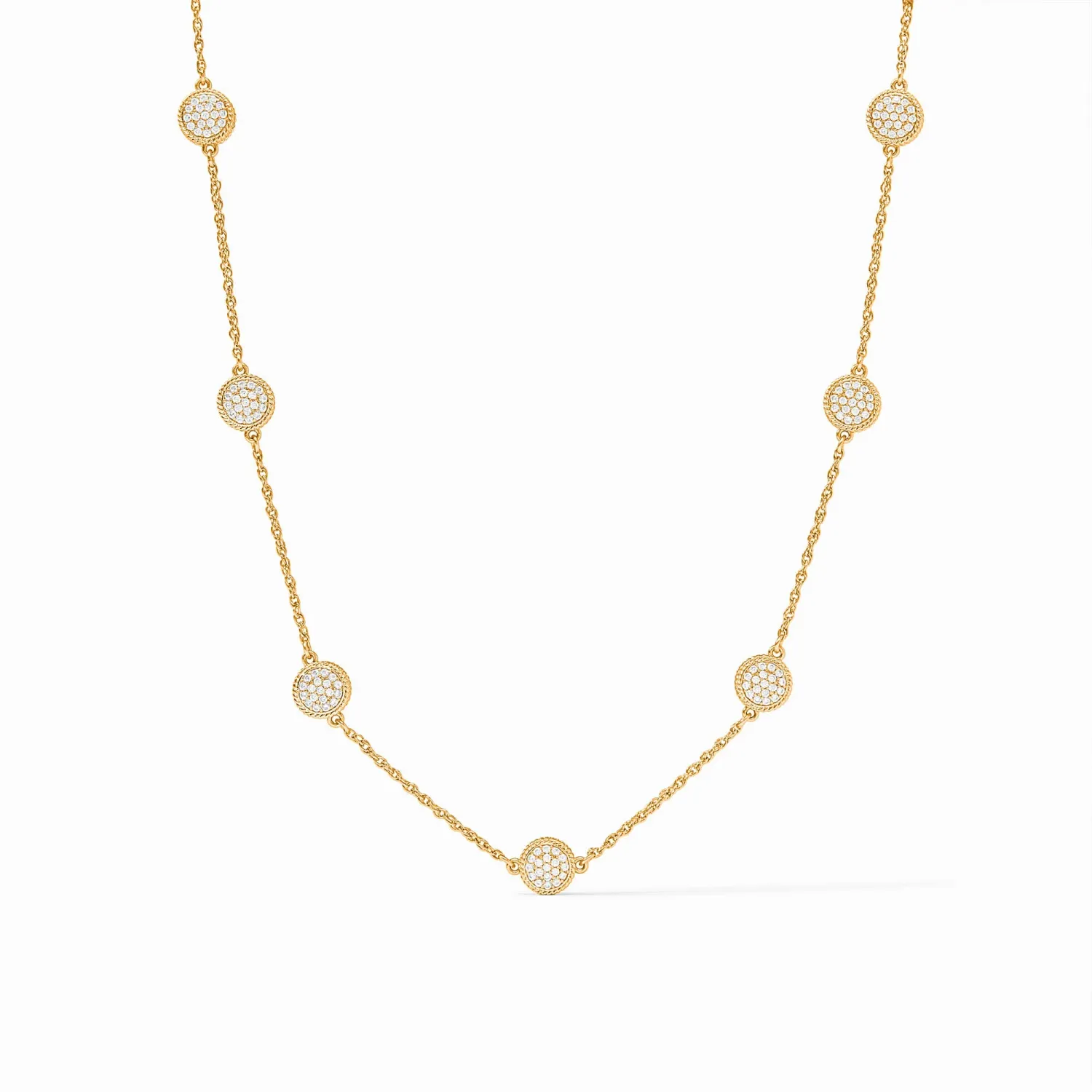 JULIE VOS DELICATE STATION GOLD NECKLACE-PAVE CUBIC ZIRCONIA OS