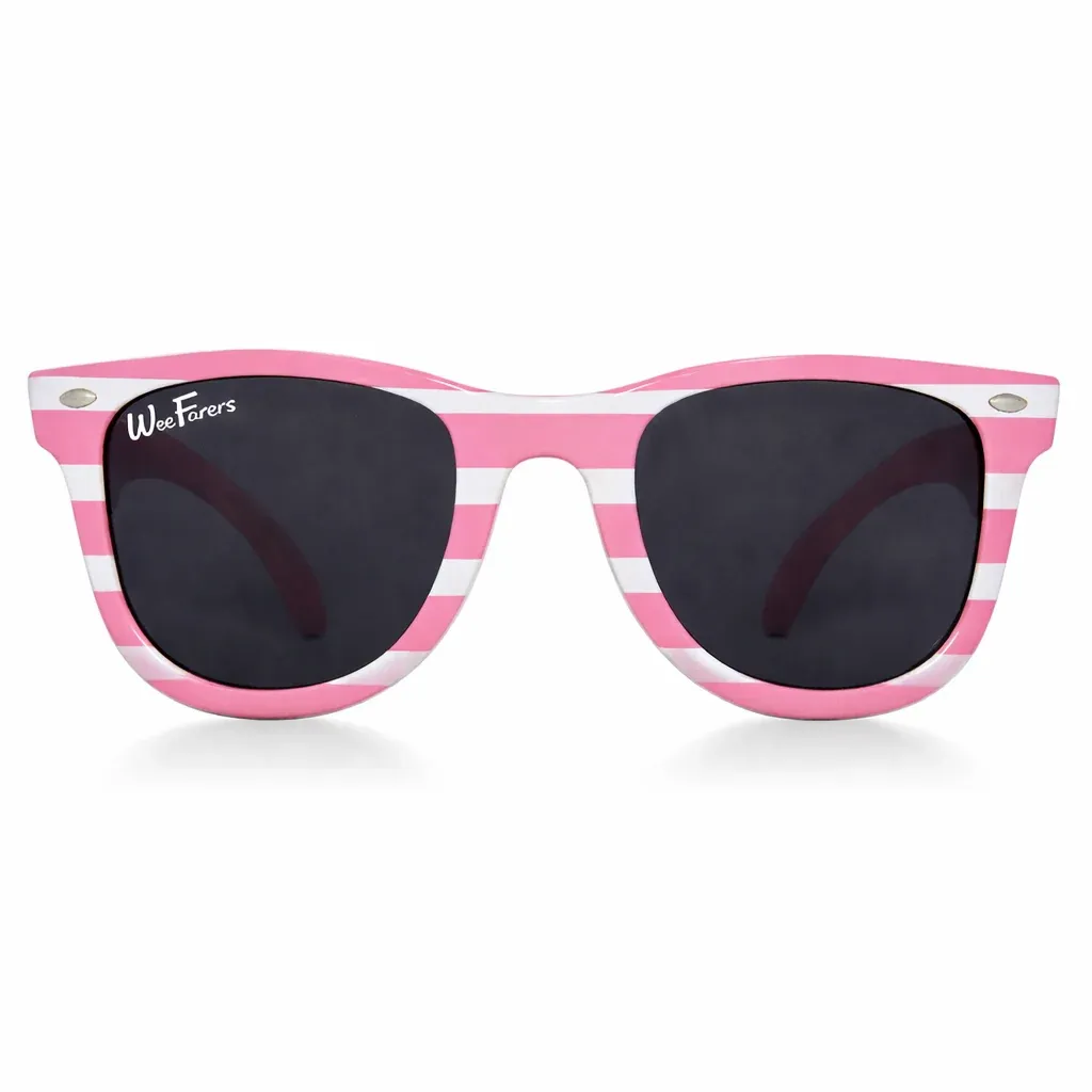 POLARIZED WEEFARERS KIDS SUNGLASSES PINK+WHITE STRIPES