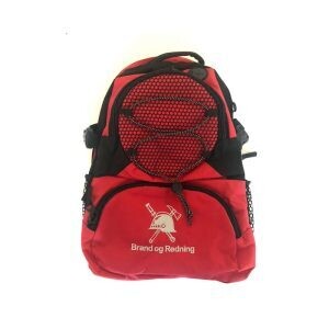 Rød rygsæk i god kvalitet med logo
