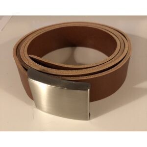 Cognacfarvet bælte med spænde uden logo