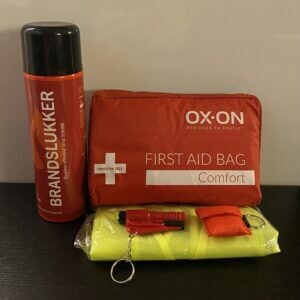 Sikkerhedspakke XL m/Førstehjælpstaske, Lifekey, Sikkerhedsnøglering, refleksves