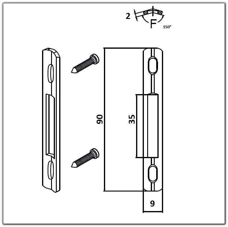GACHE COULISSANT ALUMINIUM POUR PROFIL EN V 150°