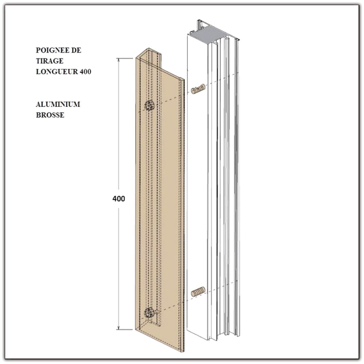 POIGNEE DE TIRAGE GAMME TECHNAL ALUMINIUM NOIR LG 40 mm NOIR