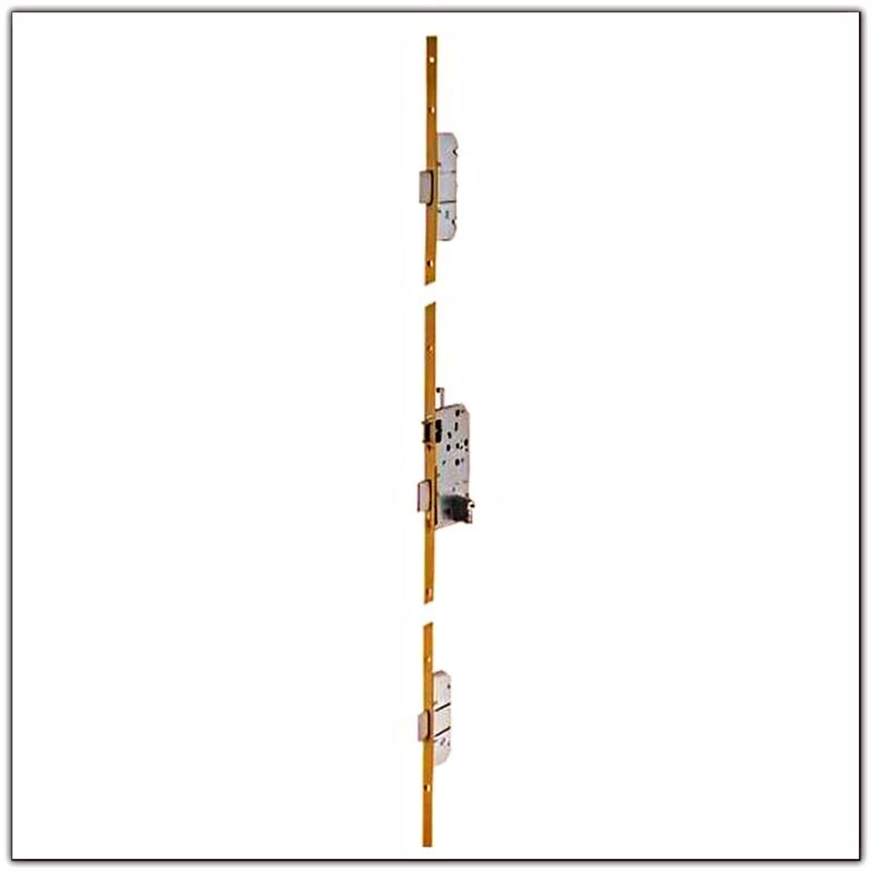 SERRURE 3 POINTS A PANNETONS RELEVANTS POUR PORTE PALIERE , ENTRAXE 70 X 50, COFFRE 75