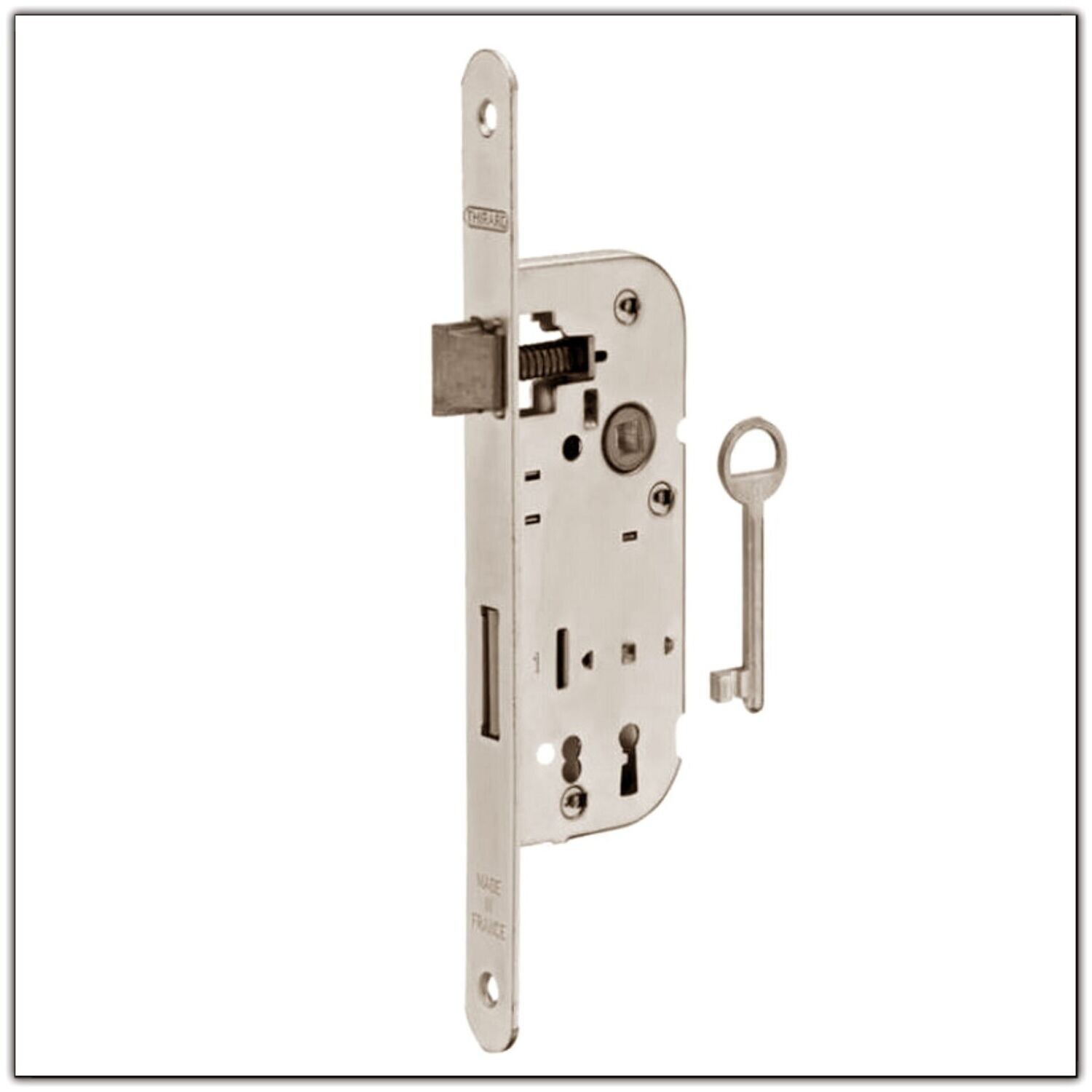 SERRURE 1 POINT A CLE EN L POUR PORTE INTERIEUR, ENTRAXE 70 X 50, COFFRE 75