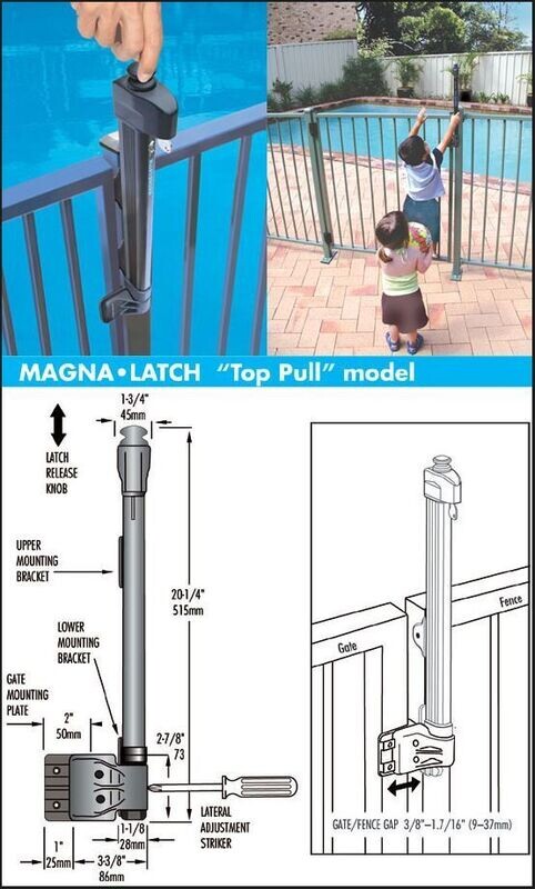 SERRURE DE PISCINE MAGNETIQUE MAGNA LATCH, POSSIBILITE DE VERROUILLAGE A CLE