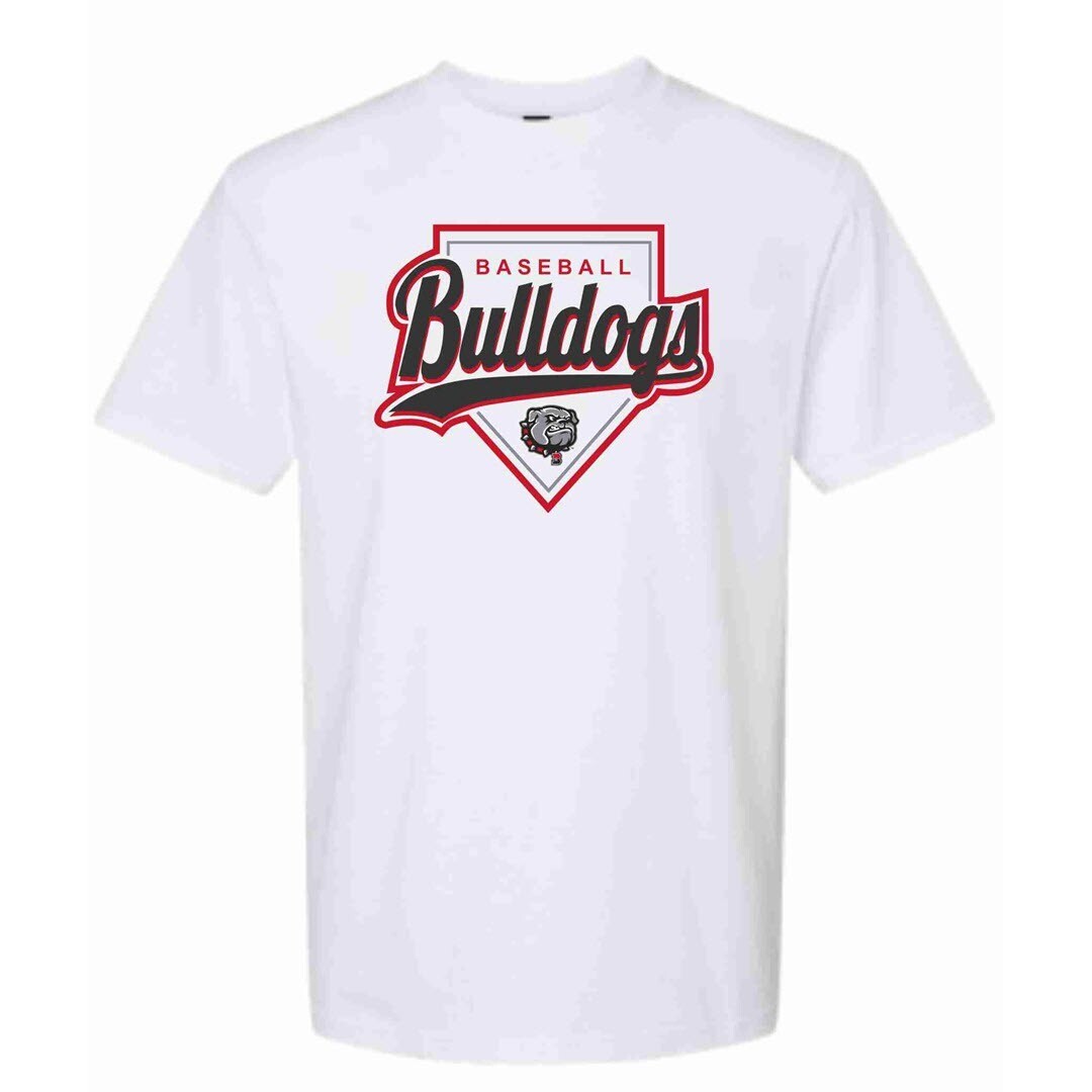 Bulldogs Diamond Men's White SportTek T-Shirt - Short Sleeve