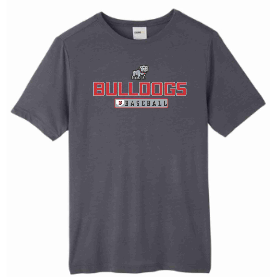 Bulldogs Baseball Men's Charcoal SportTek Core 365 T-Shirt - Short Sleeve